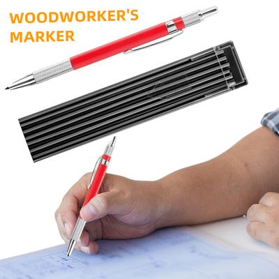 Welders Pencil with 12 PCS Streak Refills Metal Marker Pen for Steel Construction Woodworking for Tube Pipe Fitter Welder