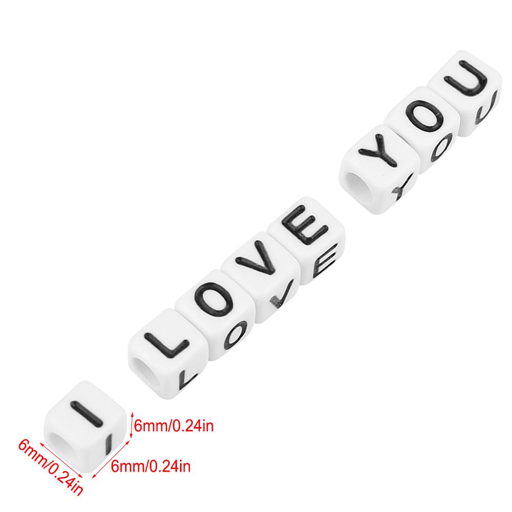 300Pcs White Acrylic Single Letter Cube Beads A Z DIY Bracelet Necklace Accessories