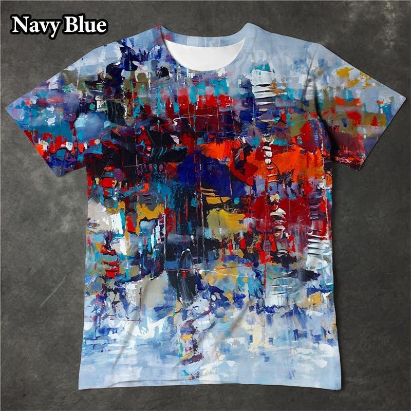 Interesting T-shirts, 3D Splashed Ink Print for Men and Women, Personalized Short Sleeved Tops