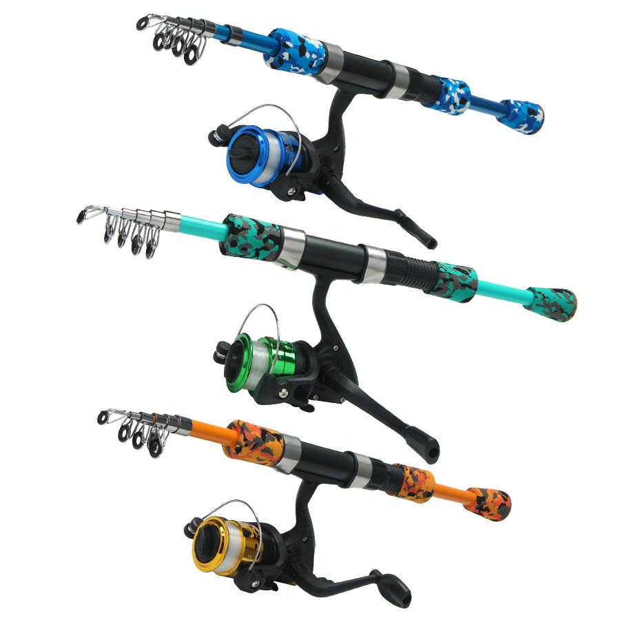 FTK Cheap Mini Fishing Rod Reel Combo With Lure Set Spinning Fishing Rod Telescopic Fishing Rod for Beginner