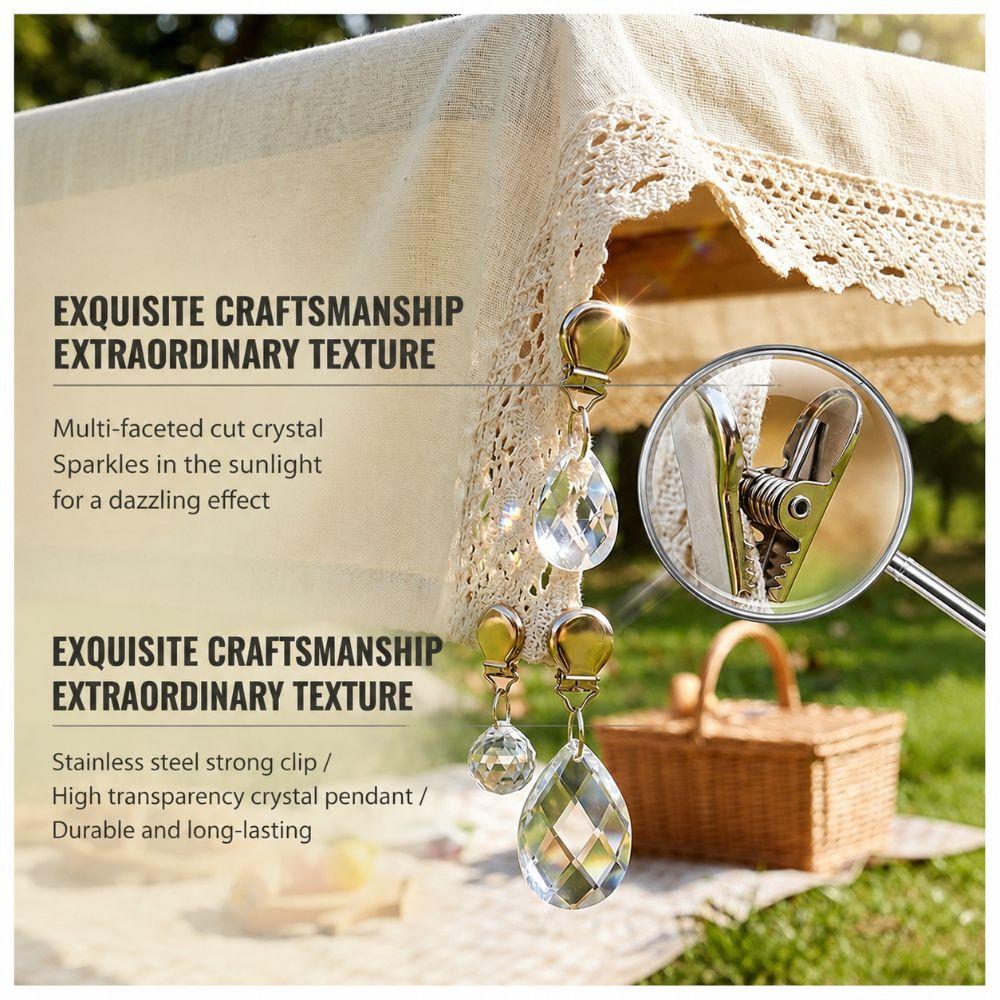 4 Stück Kristall-Tischdecken-Anhänger Gewichte Robuste Kristall-Vorhangklammern Outdoor-Picknick Hochzeit