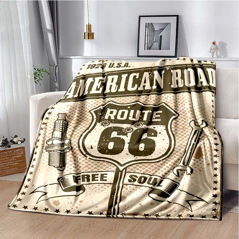 HD Vintage Route 66 Americká Historická Mateřská Silnice Tištěnádeka Domácí Extra Velká Měkká Potah na Rozkládací Pohovku Cestovnídeka Dárek