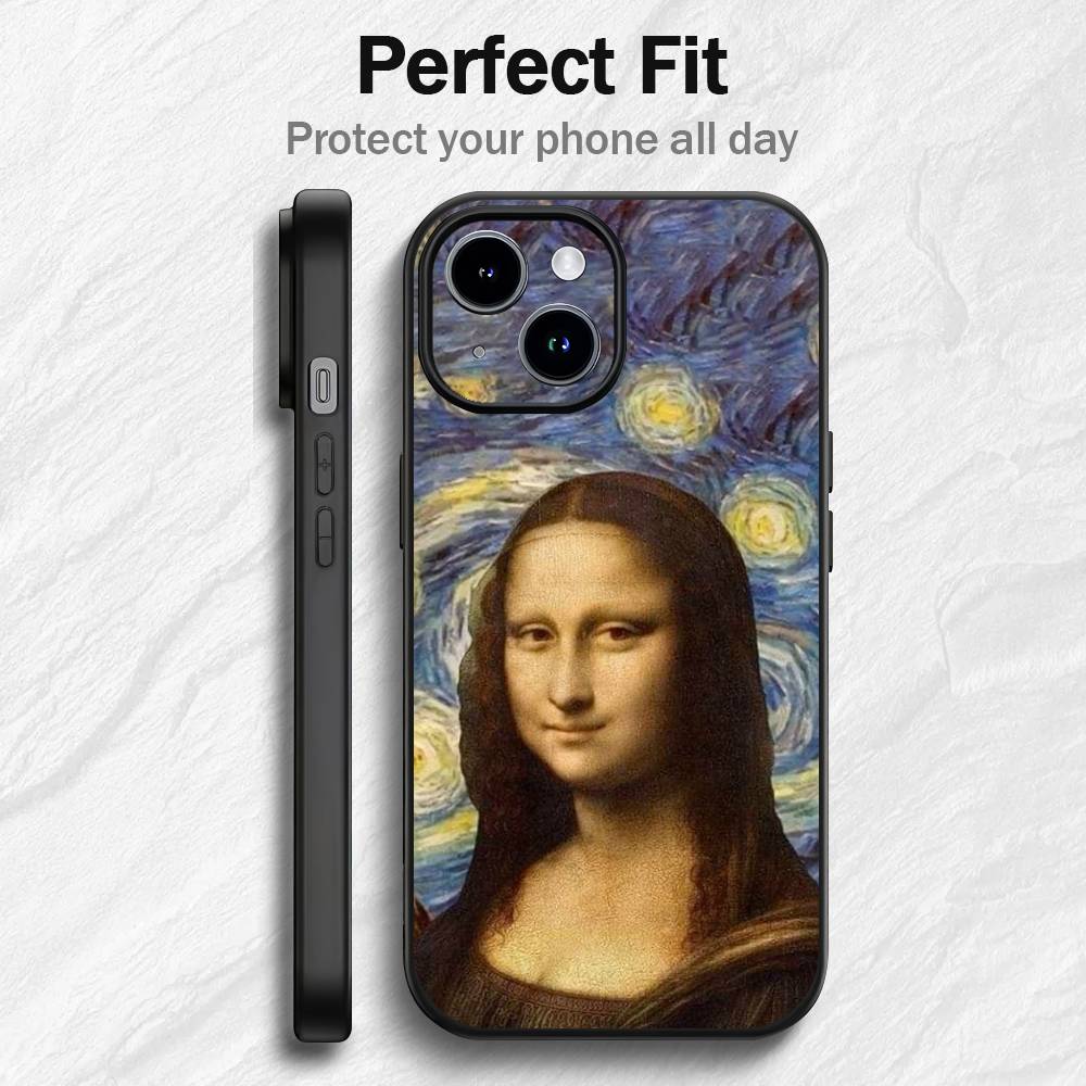 Funny M-Mona Lisa Art Phone Case For iPhone 17 16 15 14 13 12 PRO MAX PLUS Mini TPU Soft to Skin-friendly case