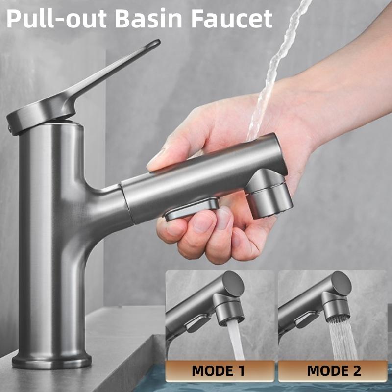 Bathroom Sink Faucet Basin Pull-out Faucet Hot and Cold Water Mixer Water Tap Single Hole For Bathroom Sinks Faucet Taps