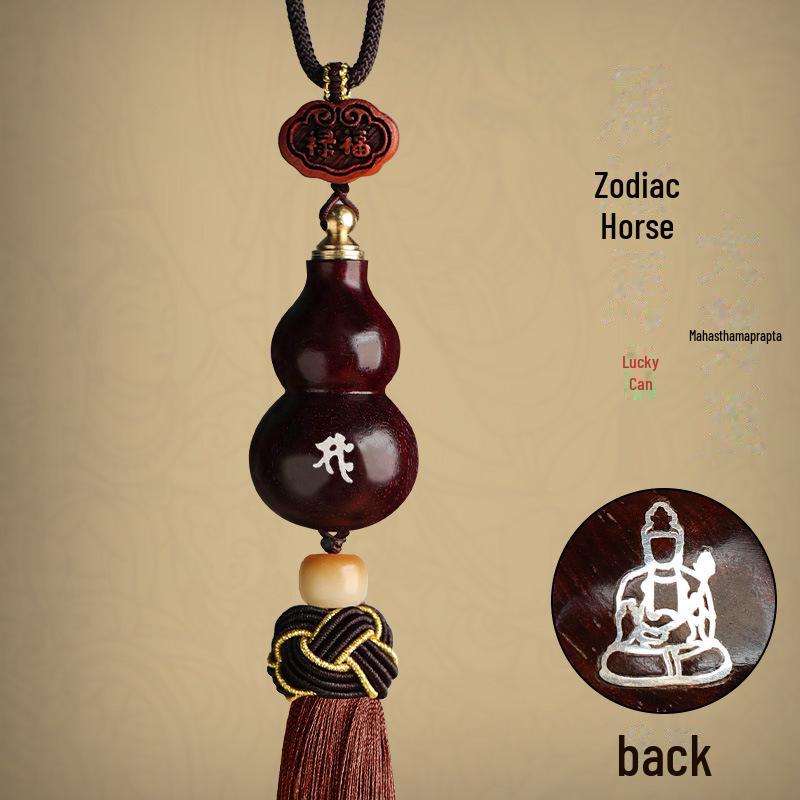 Red Sandalwood Gourd Car Pendant for Safe Travels - Unisex Rearview Mirror Charm