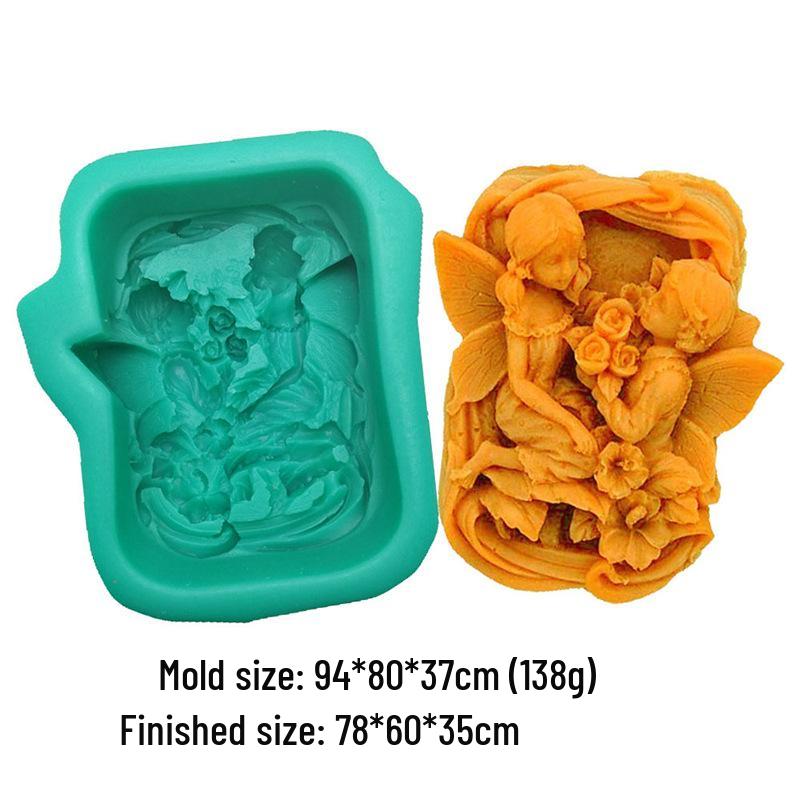Retro Praying Angel Garden Fairy Silicone Mold for Soap, Candle, or Plaster Epoxy