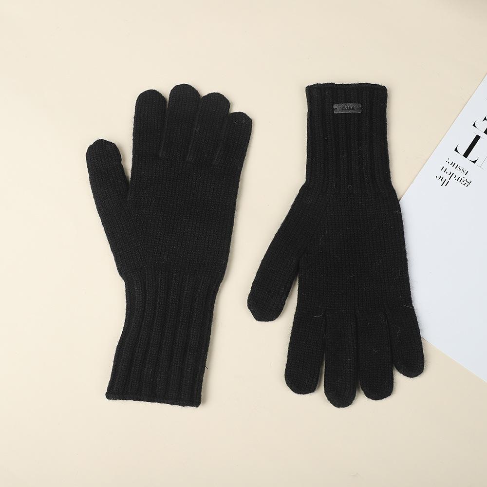 Knitted Gloves for Women In Winter Korean New Style Solid Color Finger Touchable Screen Warm Outdoor Cycling Yarn Gloves