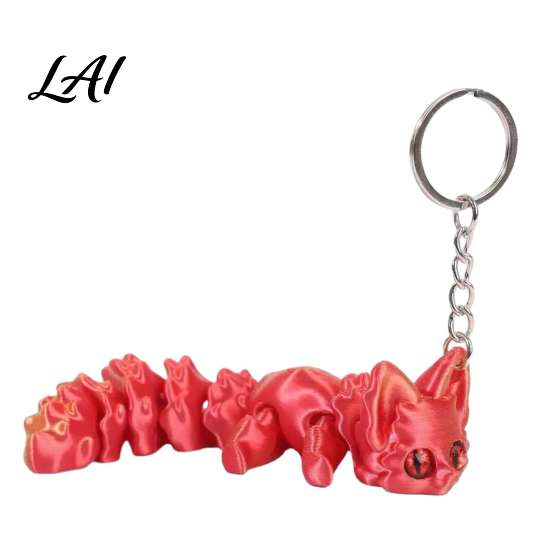3D Printed Fox Keychain Articulated Keychain Flexible Joint Animal Pendant with Metal Fun Desk Decoration Key Ring Creative Figurine Toy Bag Charm