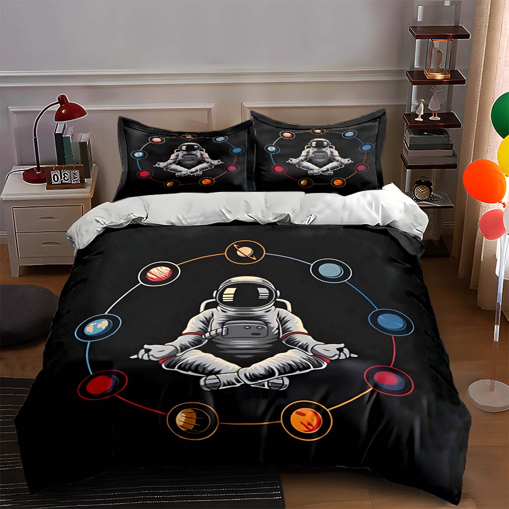 Astronaut planetary meditation Bedding Duvet cover sets Duvet covers Pillowcases gifts (1 * Duvet Cover 2 * Pillowcases, without duvet insert)