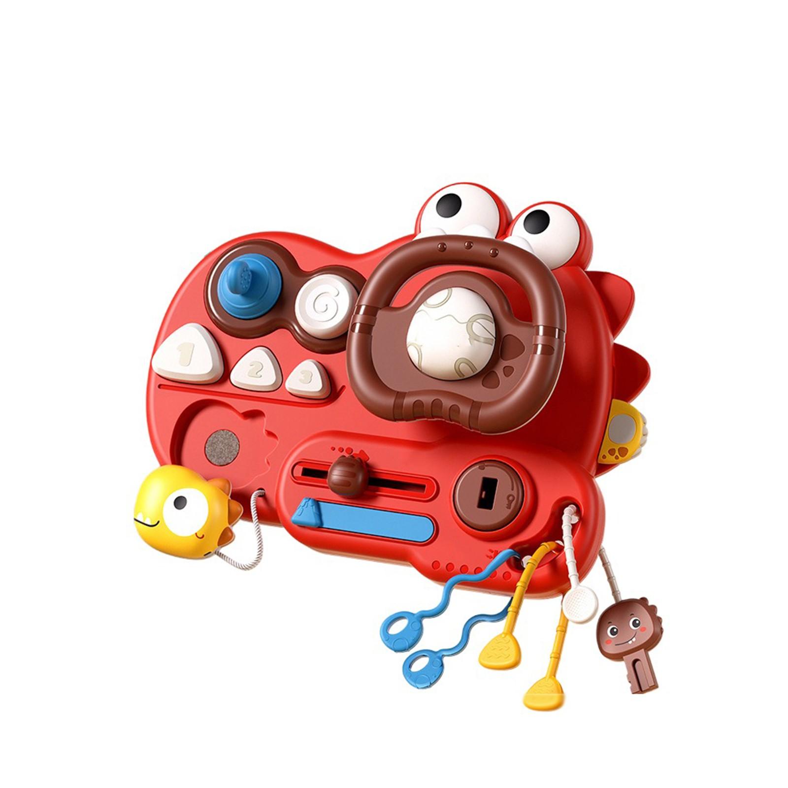 

Детский многофункциональный руль-головоломка с изображением динозавра, веселая доска для занятий, детская игрушка-тележка для раннего образования One Size красный