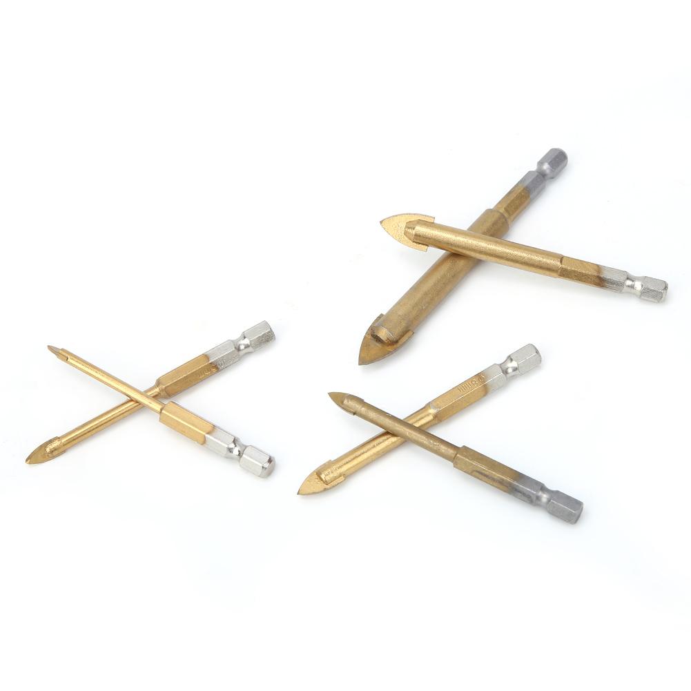 6PC Hexagonal Shank Titanium Triangular Glass Ceramic Drill 4mm   5mm   6mm   8mm   10mm  12mm