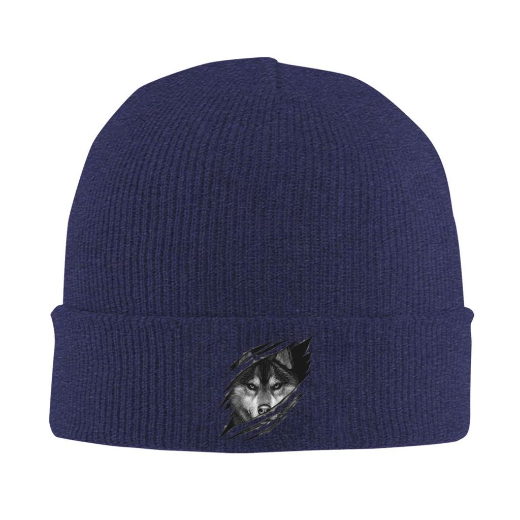 Cool Wolf Design Warm Knitted Cap Hip Hop Bonnet Hat Autumn Winter Outdoor Beanies Hats for Unisex Adult