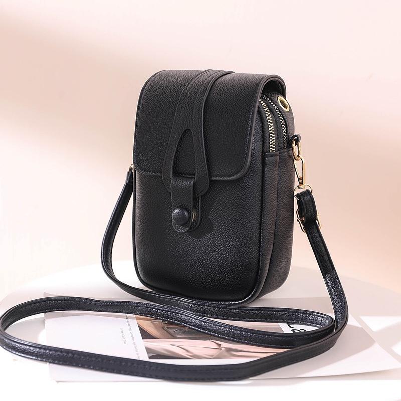 IELGY women's lychee pattern red messenger mobile phone bag