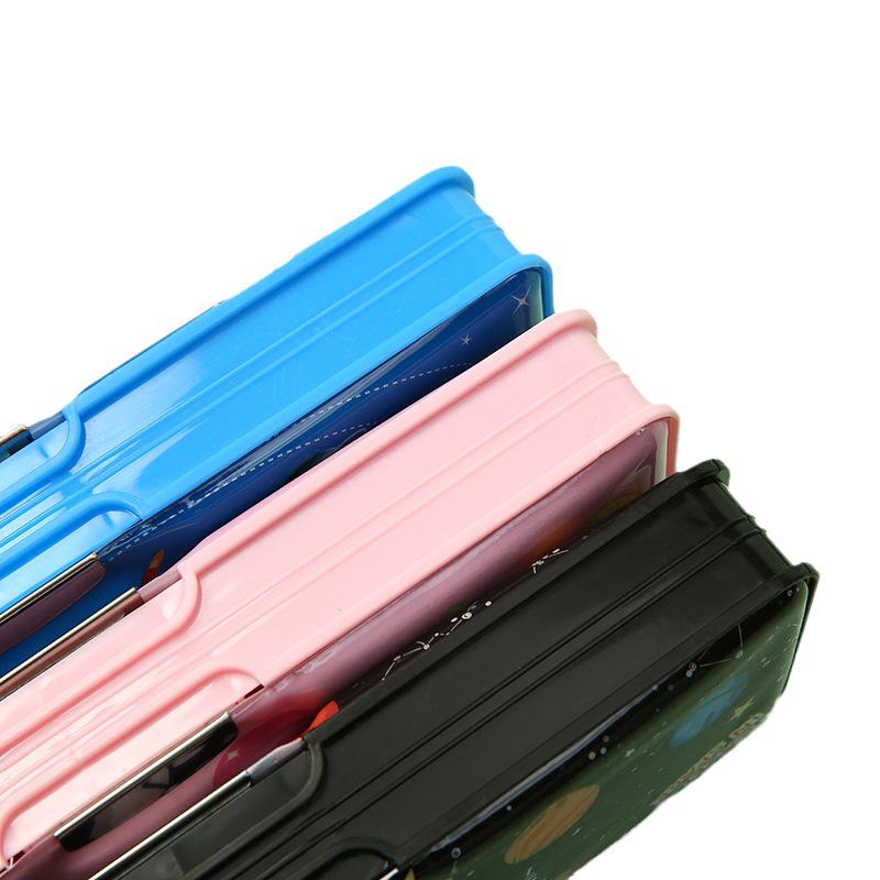 Multi-functional Double-Layer Pencil Case for Boys & Girls - Plastic, Simple Design for Kindergarten & Primary School Students