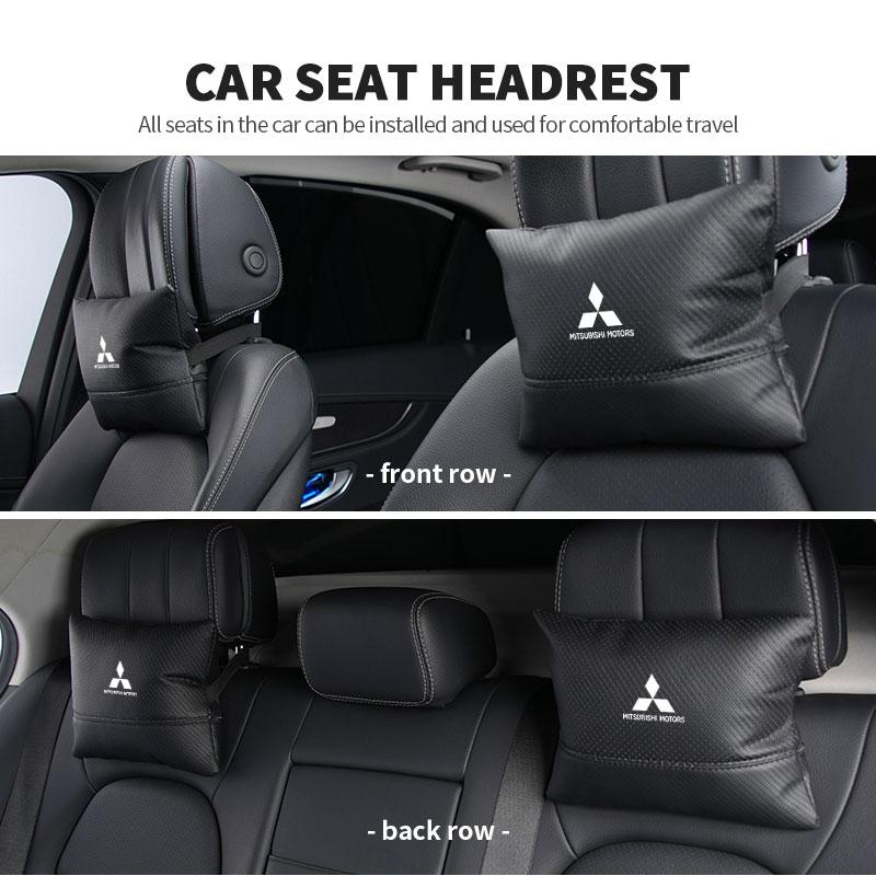 For Mitsubishi 1/2PCS Car Styling Leather Headrest Neck Support Neck Pillow Seat Accessories Lancer ASX Pajero Mirage Attrage WJ4
