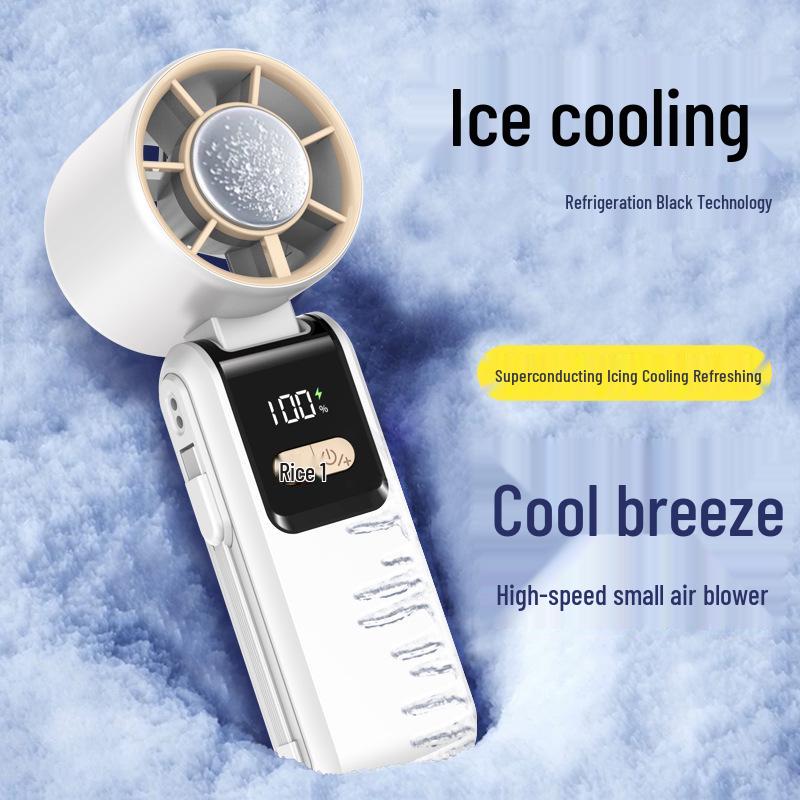 Portable Foldable Mini Handheld Fan with High-Speed Turbine and Semiconductor Cooling for 2026 Outdoor Use