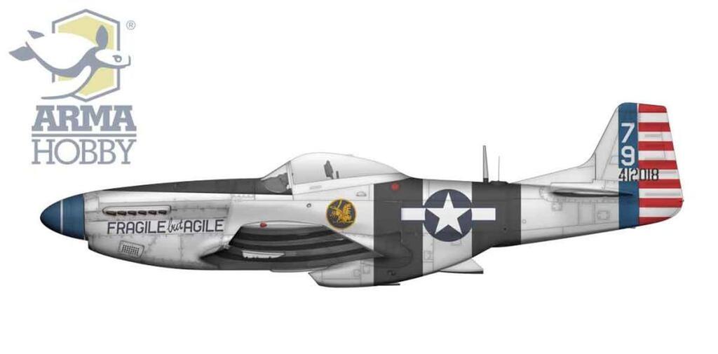 Arma Hobby Mustang Plastic Model Kit ADL70071 1/72 P-51K (Airplane)