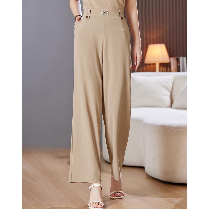Paster Women's Plus Size Summer Straight-Leg Elastic Waist Pants