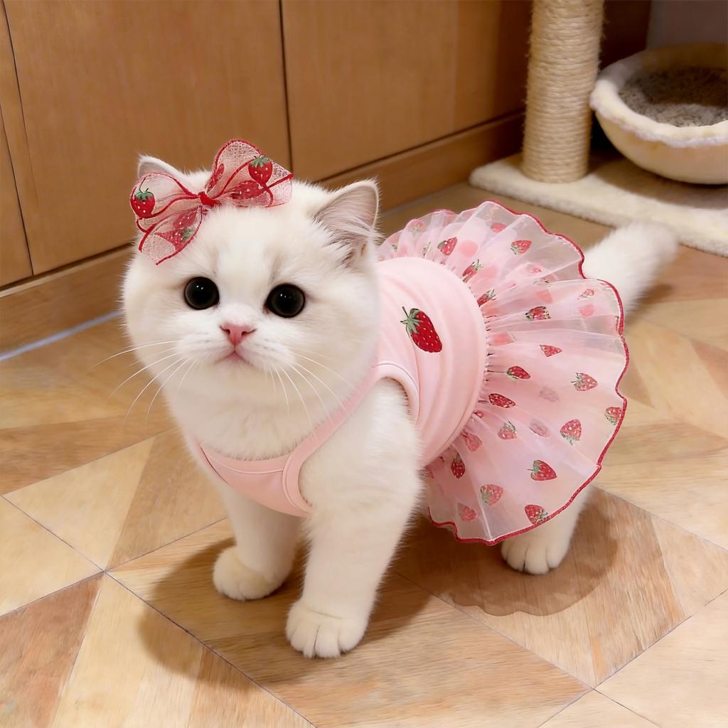 Pet gauze dress, summer thin dress for poodles, teddy bears, bichons, yorkshires, small dogs, cats, and other pets