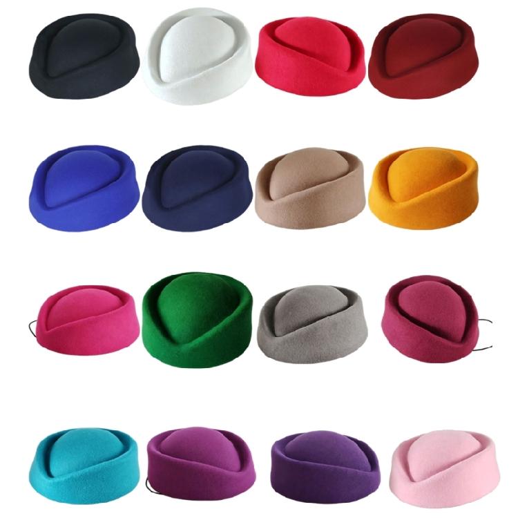 Classical French Flight Attendant Hat Polyester Stewardess Costume Accessoris Women Winter Fashion Headwear