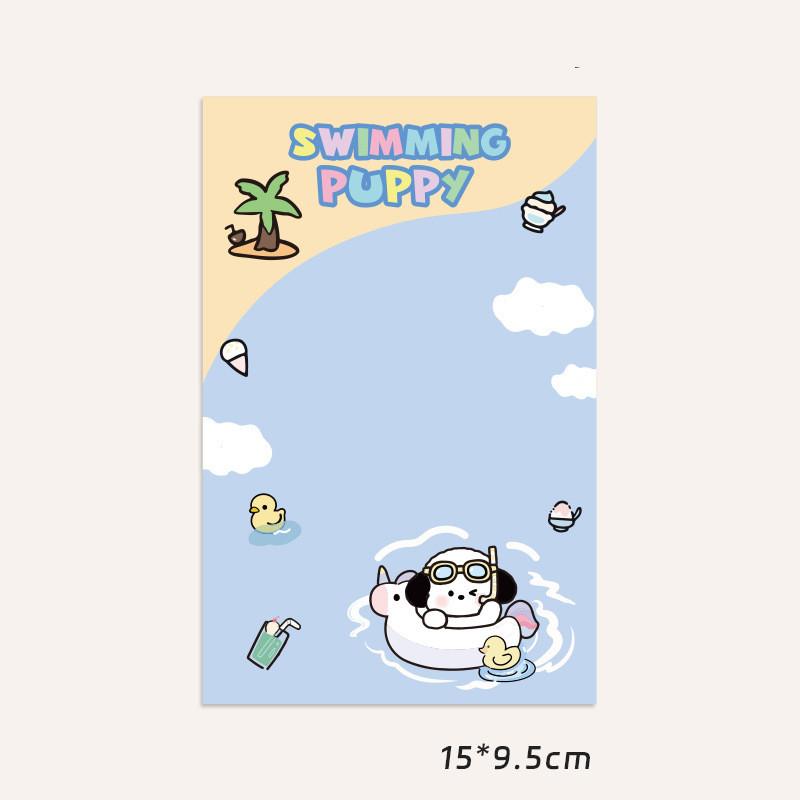 10PCS Kawaii Cartoon Summer Puppy Card Head Card Back Opp Bag Cute Kpop Star 3 Inch Photo Card DIY Decor Packing Material