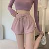 Women Student High Waist Solid Color Running Sports Shorts Pants