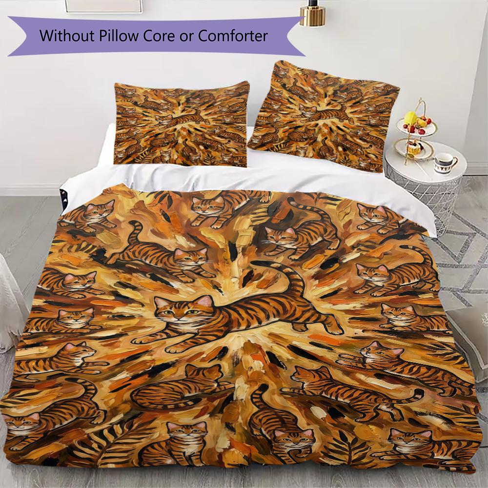 

Cute kitten Pattern Bedding uilt Set uilt Cover Pillowcase Home Decoration Birthday Gift (1 * duvet cover + 44 * pillowcase without core) 135x200cm