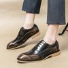 Four seasons business casual leather shoes Korean version trend square bulk men's shoes wipe color thick sole wedding shoes D501