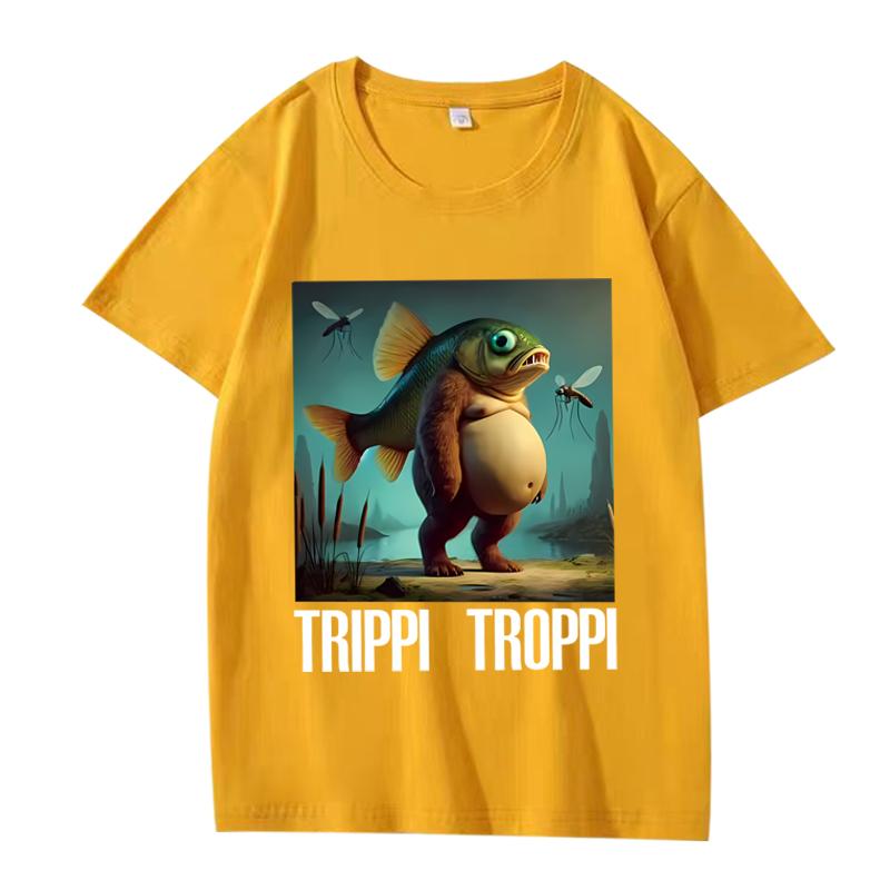 Trippi Troppi  Funny Italian Brainrot Animals Meme Graphic T Shirt Men Women Oversized 100% Cotton Summer Unisex Plus Sizetops