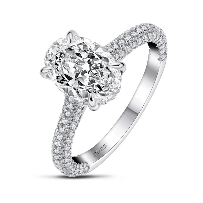 

2.5 Carat Oval Cut Sterling Simulated Diamond Ring for Women Engagement Wedding Sterling Silver Ring Elegant Jewelry Gifts 6.5 серебряный