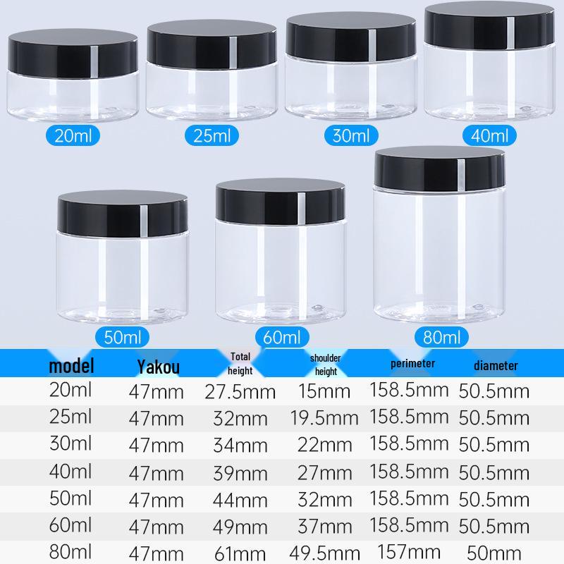 100ml Wide Mouth PET Plastic Travel Bottle & 250ml Transparent Cream Jar with Inner Cover