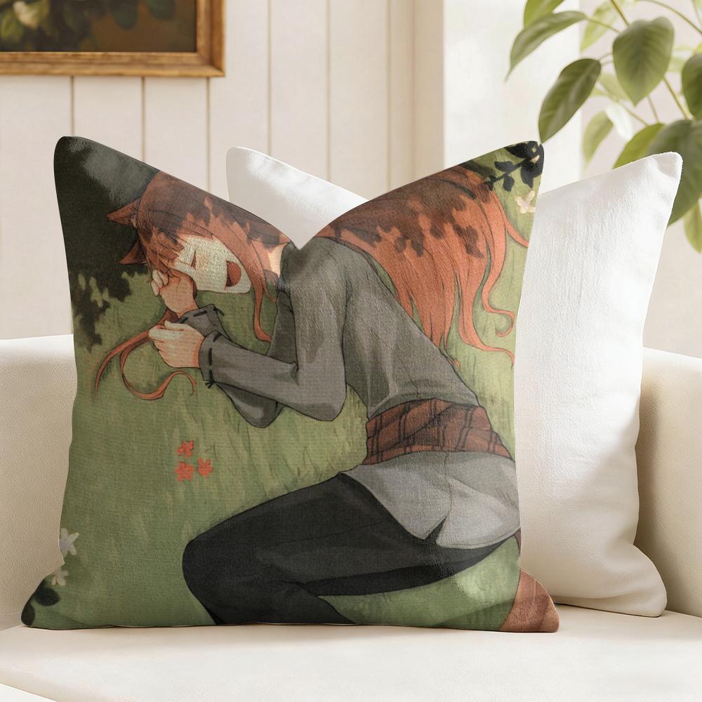 SSpice And WWolf Cushion Cover Eco Linen Pillow Case DoubleSided Print Breathable Durable Zipper Home Decor Gift