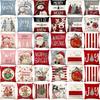 4 PC Reversible Christmas Pillow Covers Set - Santa Snowman Linen Blend Sofa Decor Festive Home Accents
