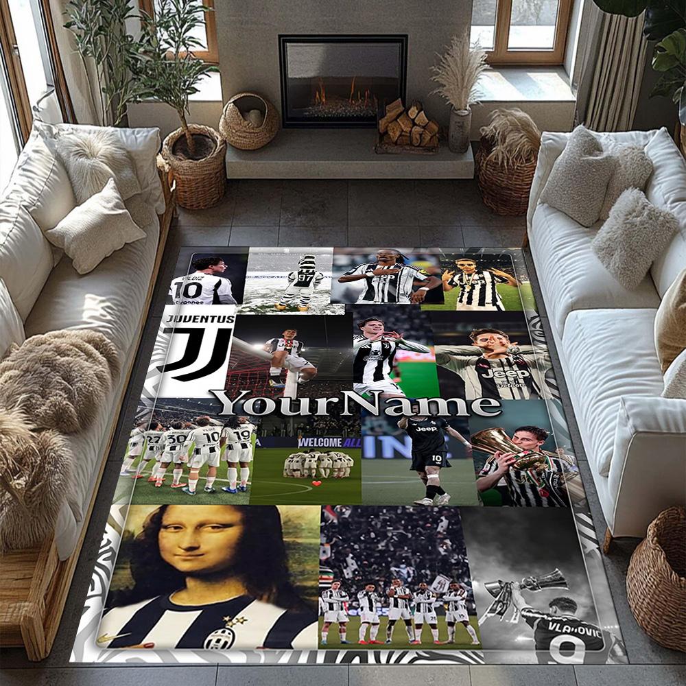 Juventus Customize Your Name Carpet Suitable for Playrooms Living Rooms Dining Room Balcony Antislip Carpet Anime Office Decor Wedding Party Gift
