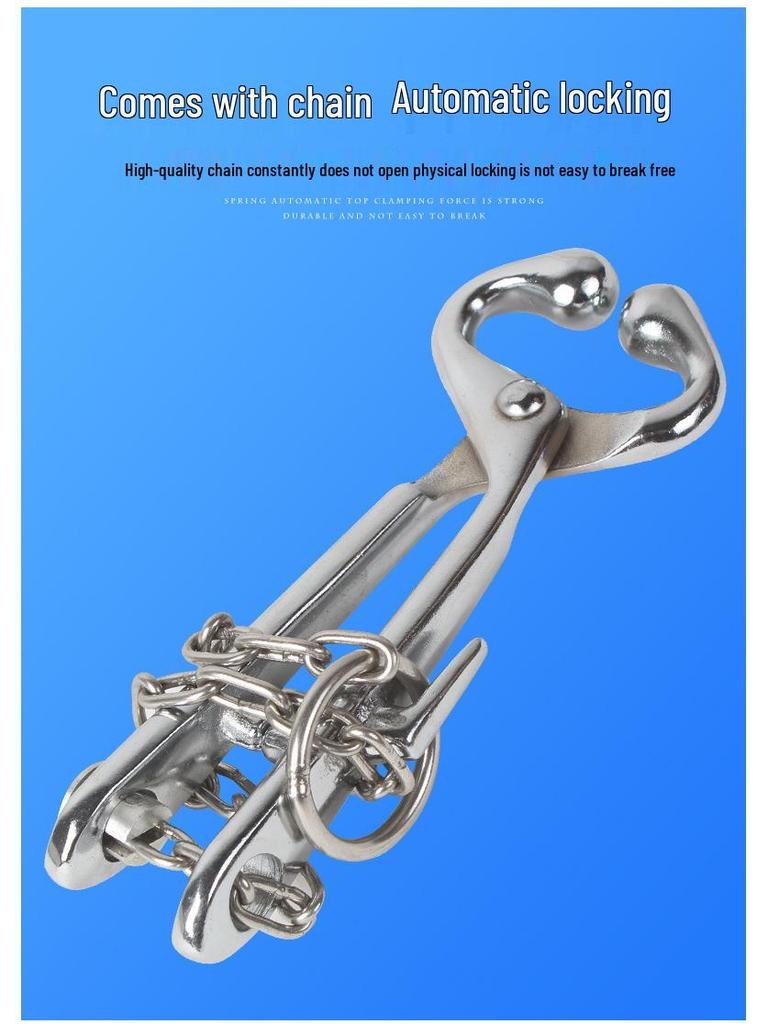 Cattle Nose Pliers with Chain - Stainless Steel Piercing and Restraining Device for Livestock