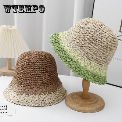 Summer Hand Woven Bucket Hat Sunscreen Shade Bucket Hat Travel Play Fashion Beach Hat