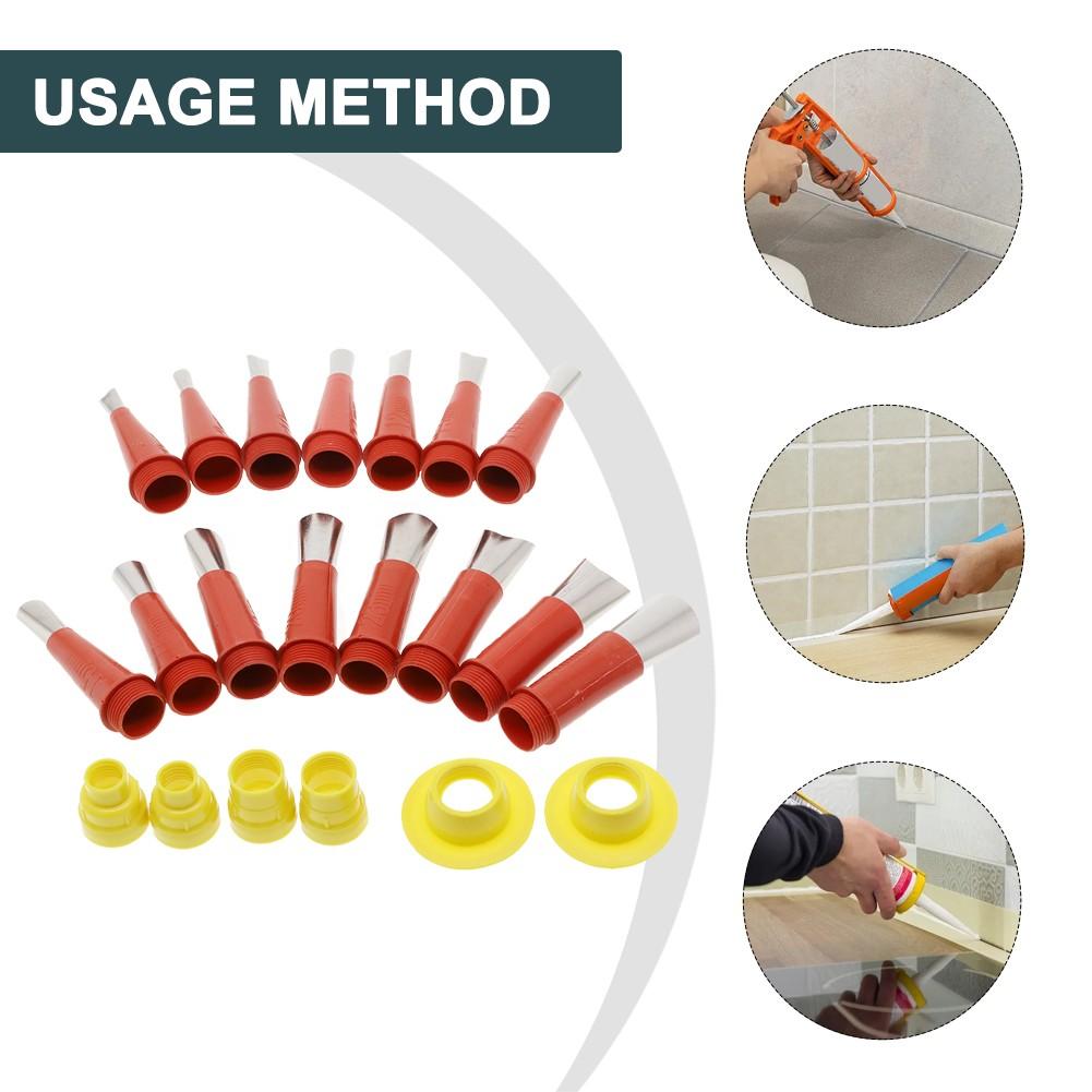 22 Pcs Stainless Steel Caulk Nozzle Applicator with Base Caulking Finisher