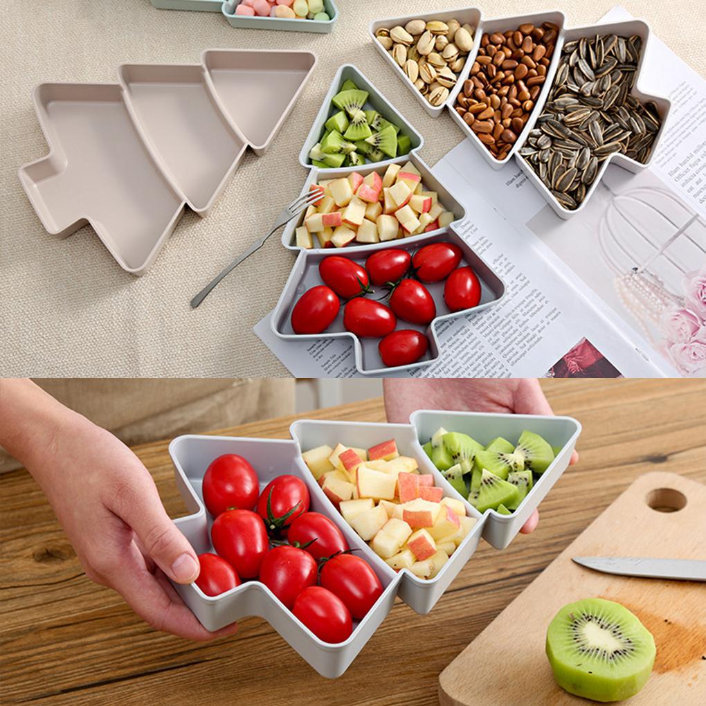 Christmas Tree Shaped Candy Snacks Tray Melon Forseeds Nut Bowl Durable Plastic Household Snack Tray