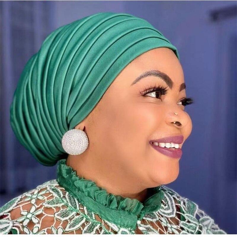 Solid Color Women Pleated Turban Hat