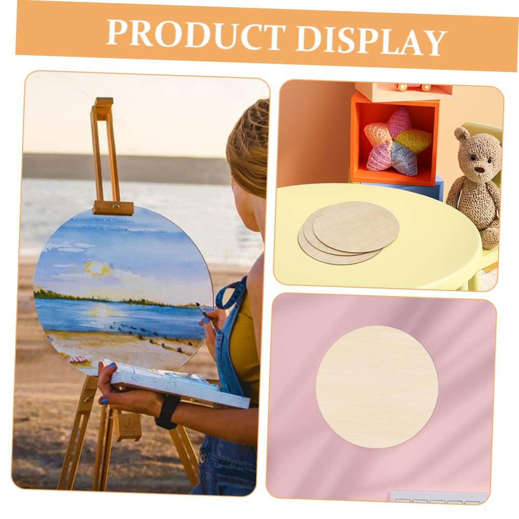 KALLORY Round Wooden Boards, 25cm, Set of 5, Wooden Plates, Round Wood, DIY Crafts, Handmade, Tole Painting, Signs, Trivets, Materials, Handmade Art