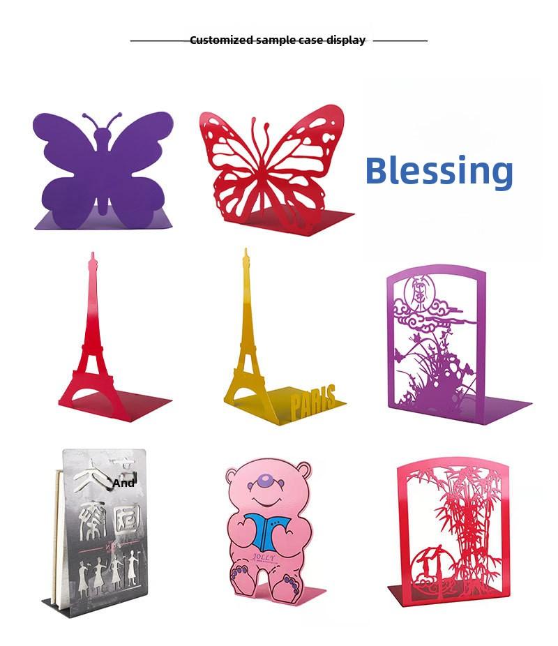 Creative Metal Hollow L-Shaped Tree Pattern Cartoon Bookends & Book Stopper-Decorative Desktop for Students Office Home