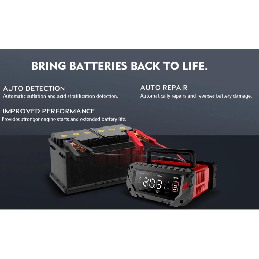 HTRC 30A/26A 6V/12V/24V Car Battery Charger for Motorcycle Lead-Acid SLA Gel Lithium LiFePo4 Portable Smart Battery Charger