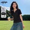 MJ STYLE Dam V-ringad Smal Passform Kortärmad T-shirt