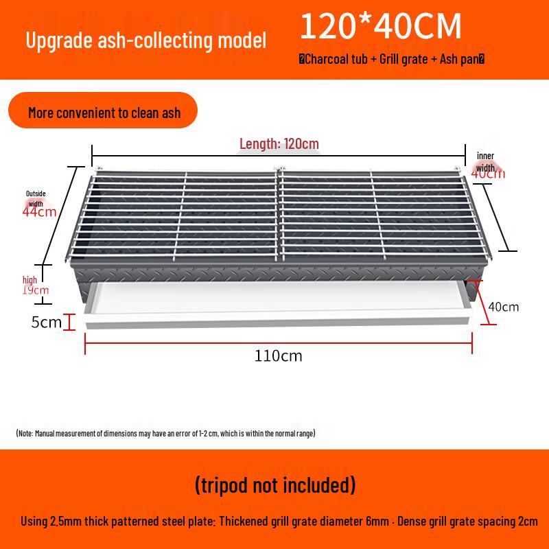 Lantuan Commercial Charcoal BBQ Grill with Drawer