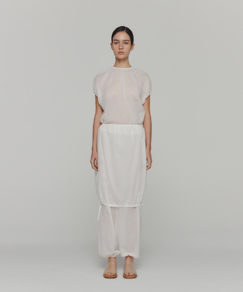 Amomento Sheer Volume Shirring Top_White