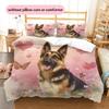 Pink German Shepherd Pattern Bedding Home Decoration Birthday Gift (1 * duvet cover + 2 * pillowcase, without core)