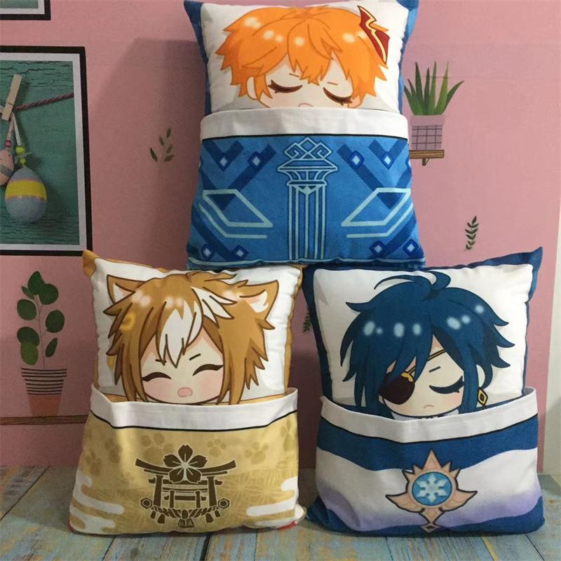 36cm Genshin Impact Quadratisches Kissen Kamisato Ayato Kazuha Shikanoin Heizou Yae Miko Spiel Anime Schlafendes Stofftier Kissen Puppe Spielzeug