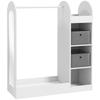 Kids Clothes Rail with Storage Shelf, Boxes, Mirror for Bedroom, Nursery, White