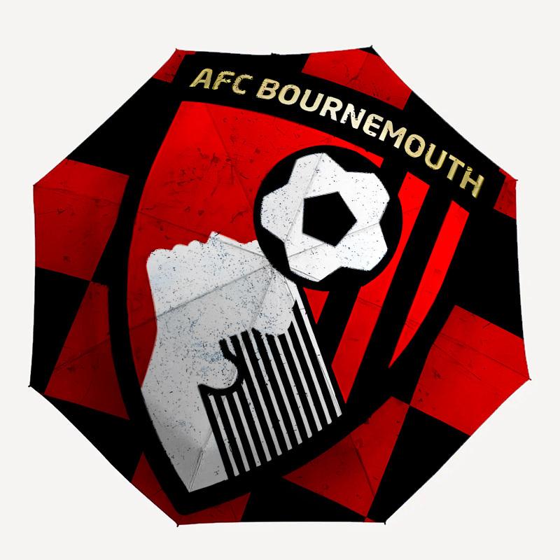 AFC Bournemouth, Football Crest Automatic Opening and Closing, 8 Rib Structure Portable Umbrella, Suitable for Men and Women In All Seasons