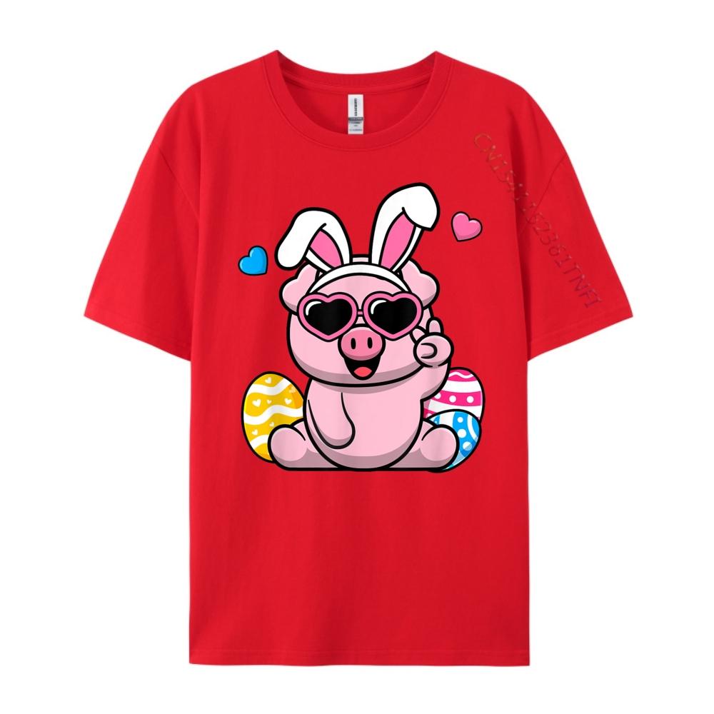 Cute Pig Bunny Ears Easter Day Boy Girl Plain Shirt Cheap Graphic Shirts Natural Mens Designer Clothes Tops Tees S